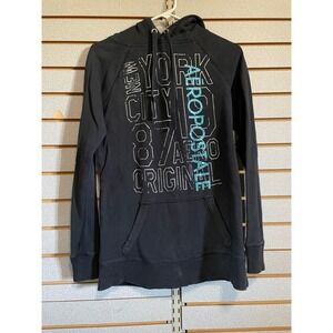 Aeropostale Hoodie Womens‎ Medium Black New York City Rhinestone Pullover